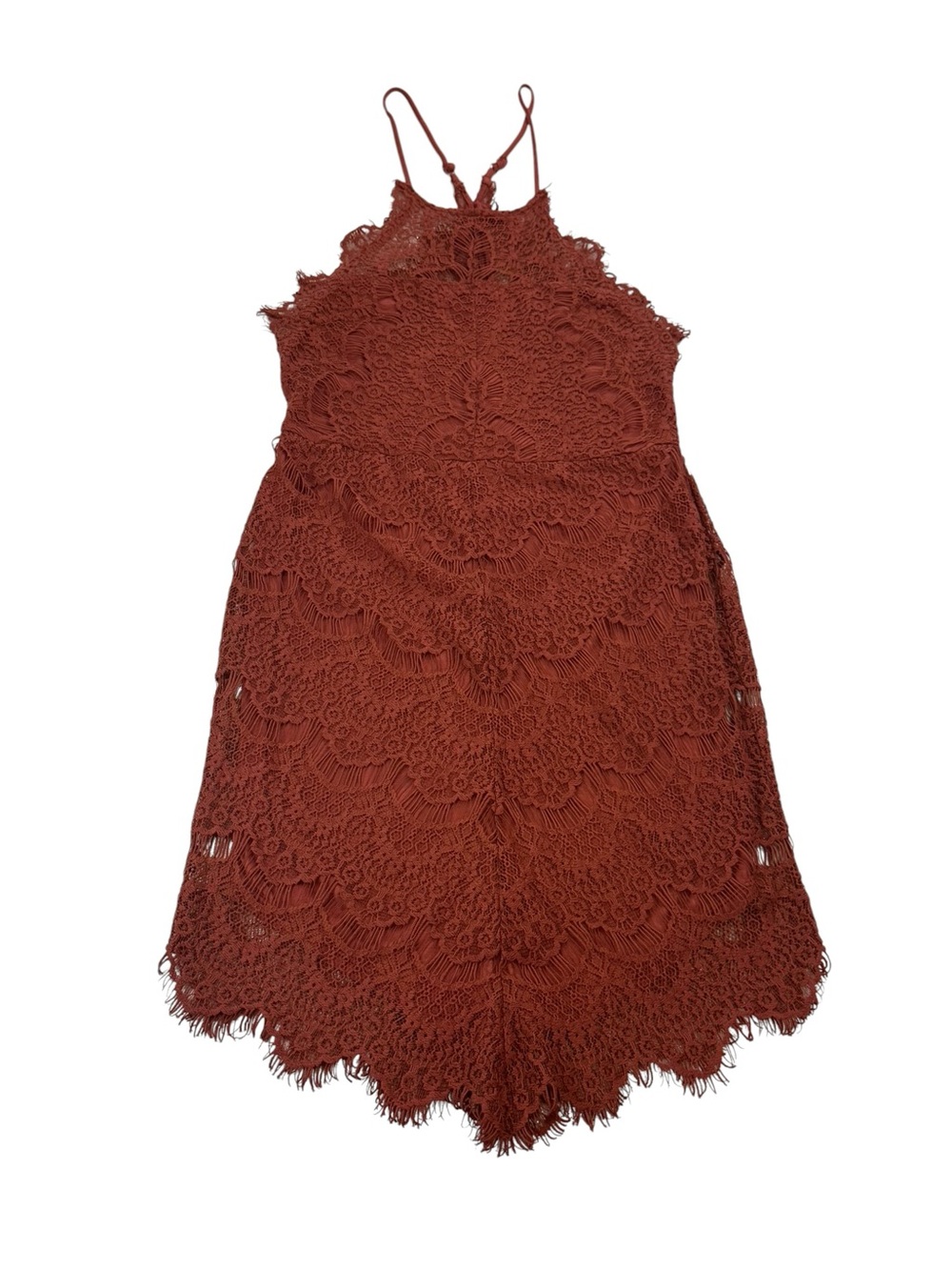 Free‎ People Lace She’s Got It Intimately Rust Mini Dress Size XS Crochet Boho